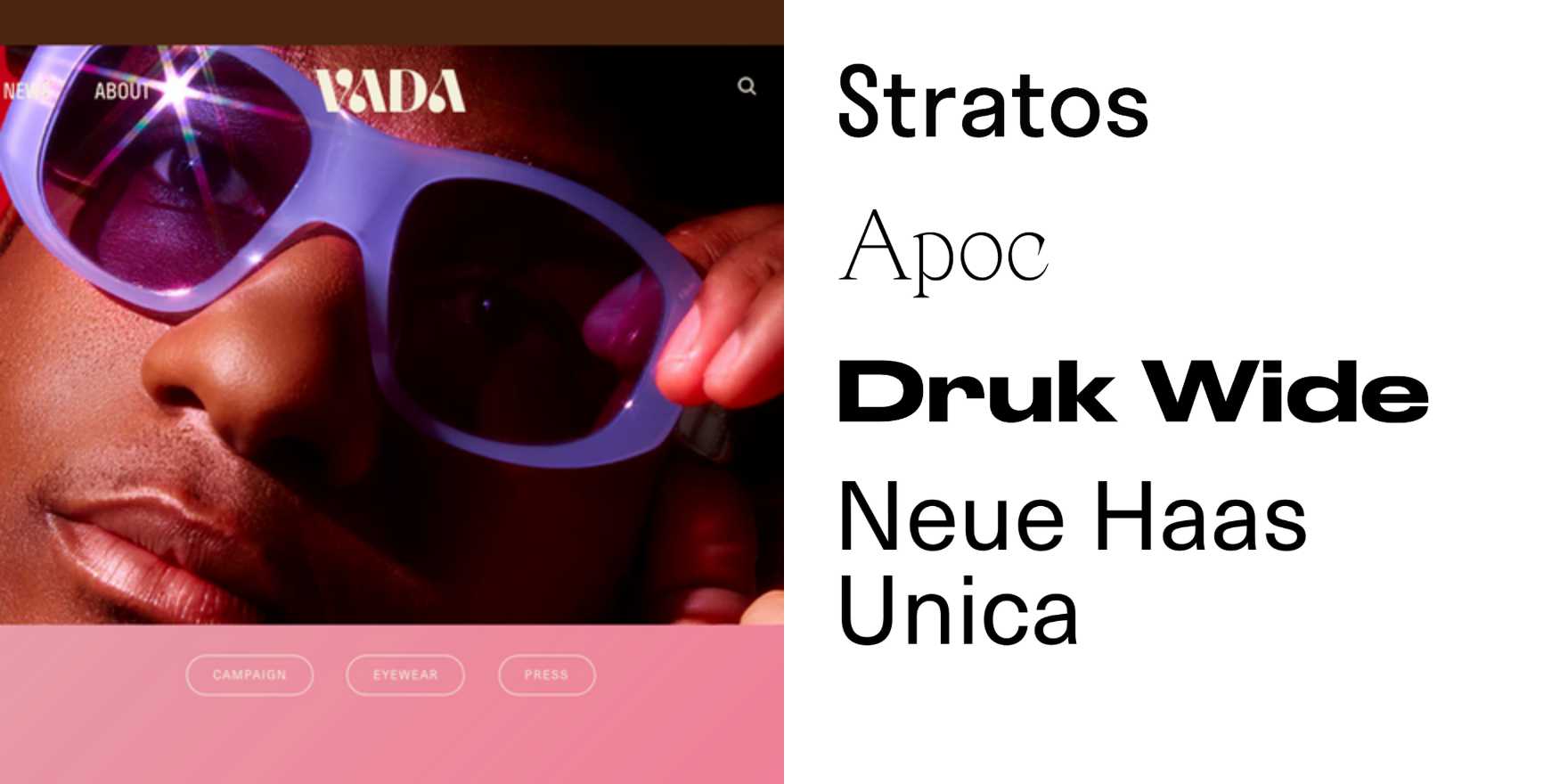 Vada website - Fonts In Use