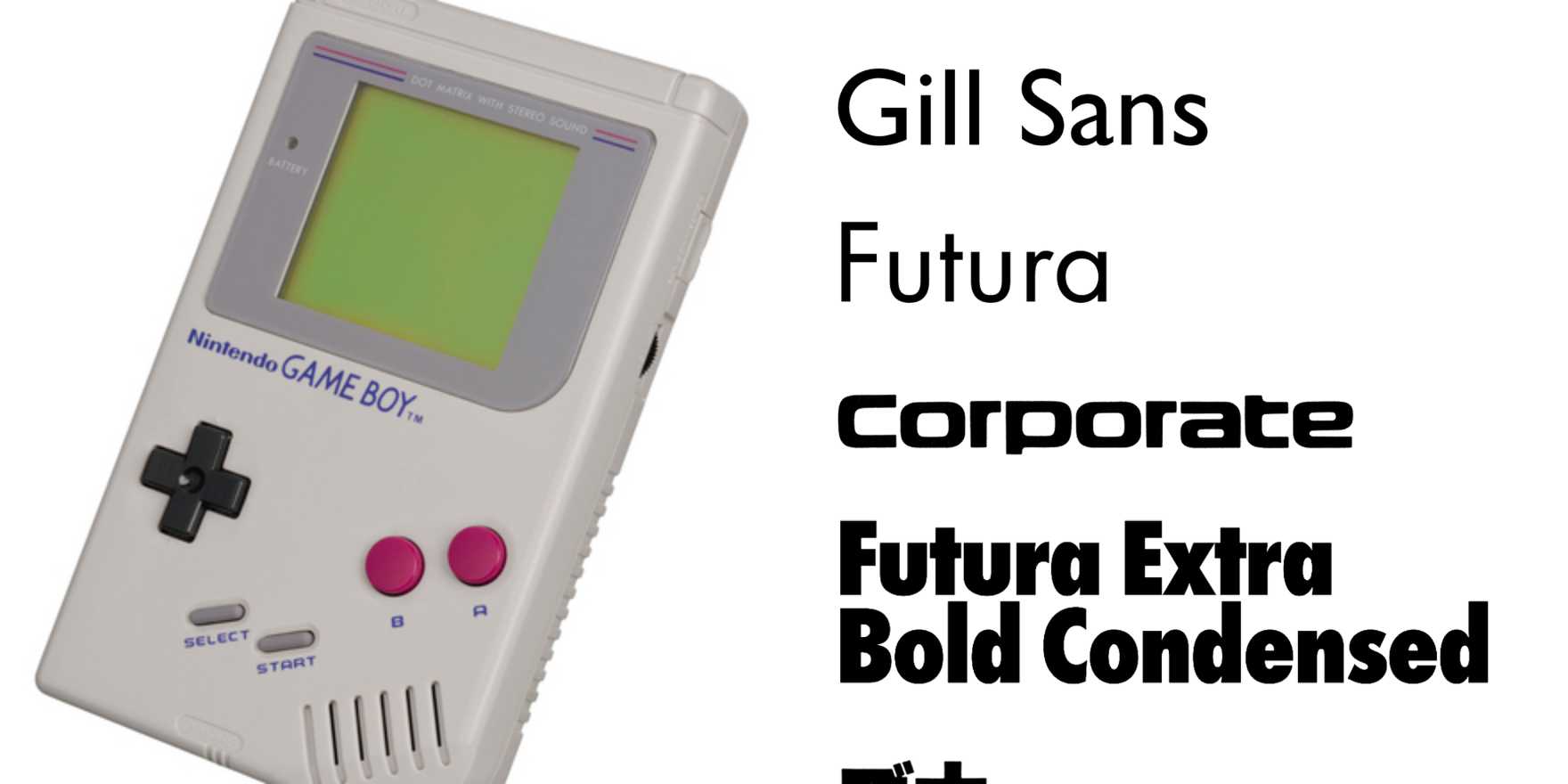 Game Boy logo, console and packaging - Fonts In Use