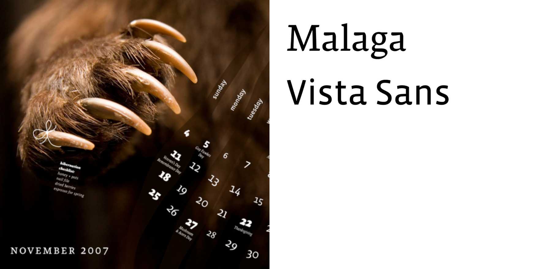 FontShop Calendar, Nov. 2007 - Fonts In Use