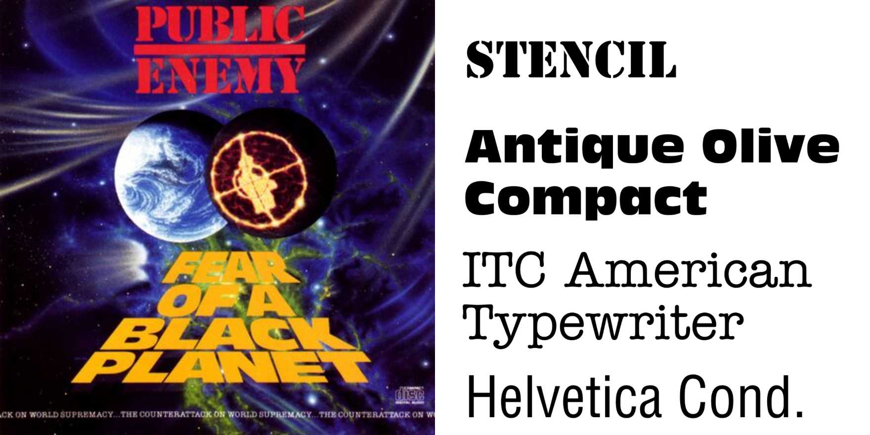 Public Enemy – Fear of a Black Planet album cover - Fonts In Use