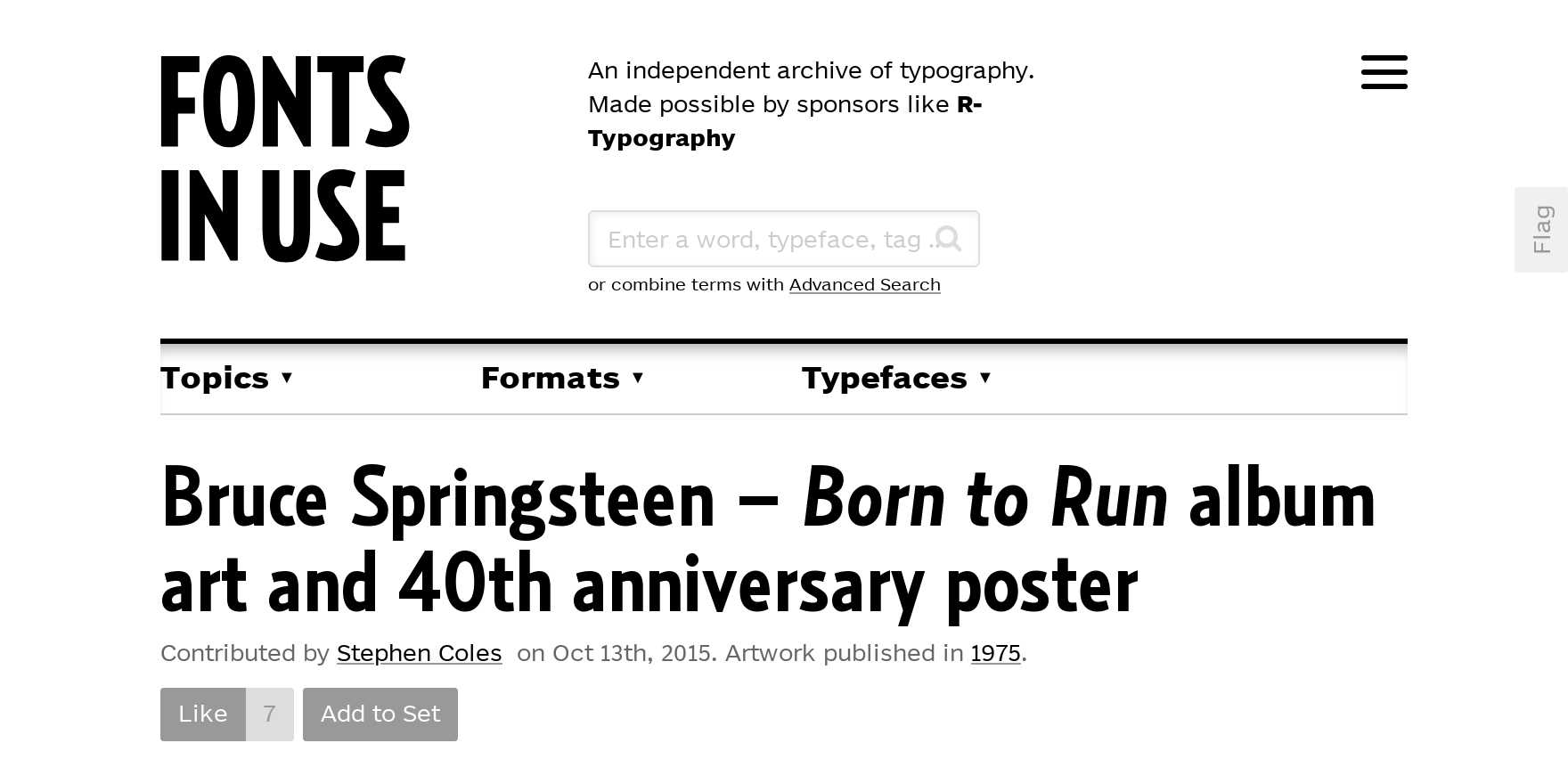 Bruce Springsteen Born to Run (album and 40th anniversary poster