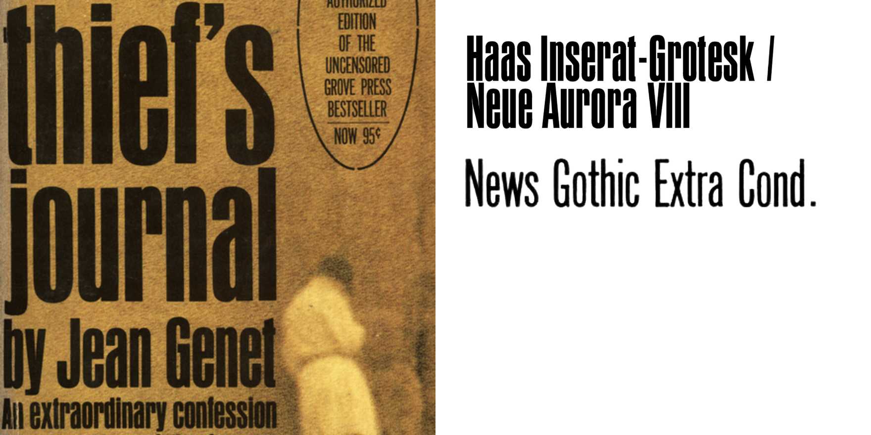 The Thief s Journal by Jean Genet Fonts In Use