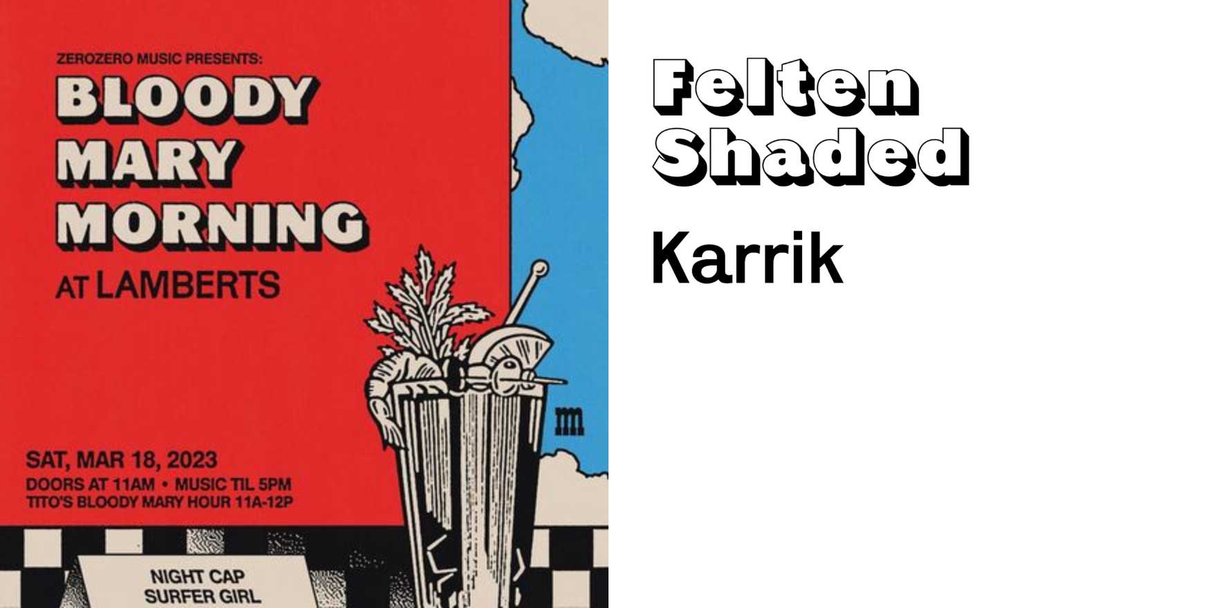 Bloody Mary Morning at Lamberts poster Fonts In Use