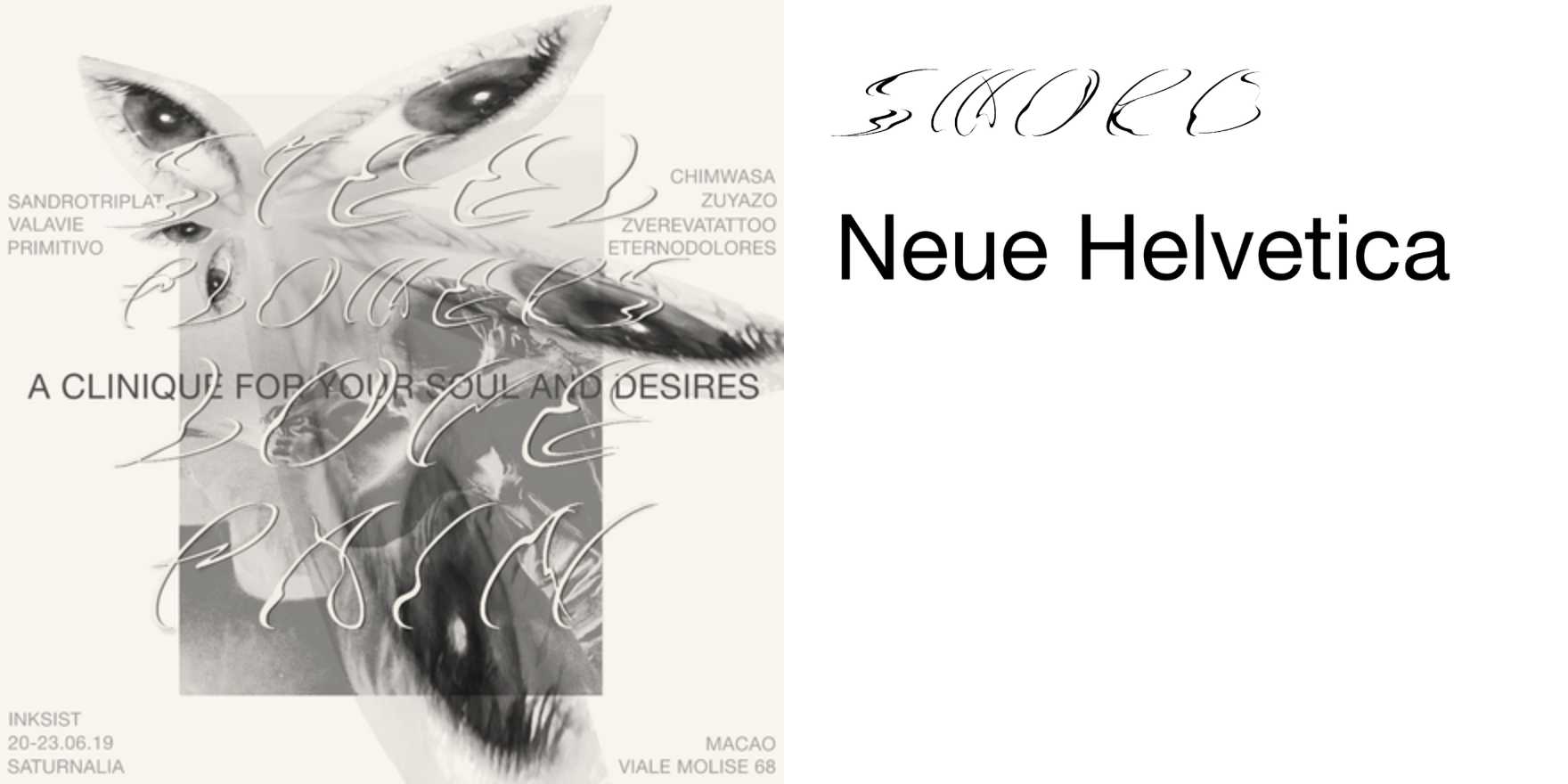 “Steel Flowers Love Pain a clinique for your soul and desires” at