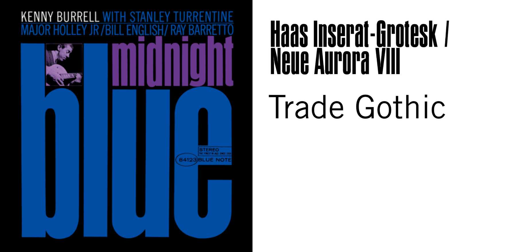 Kenny Burrell – Midnight Blue album art - Fonts In Use