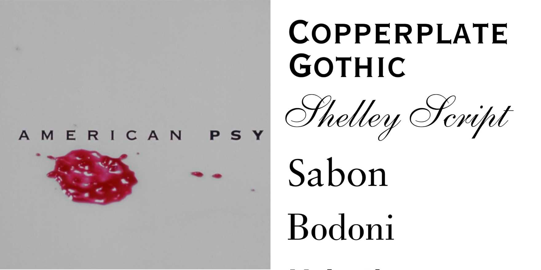 American Psycho titles and business cards Fonts In Use