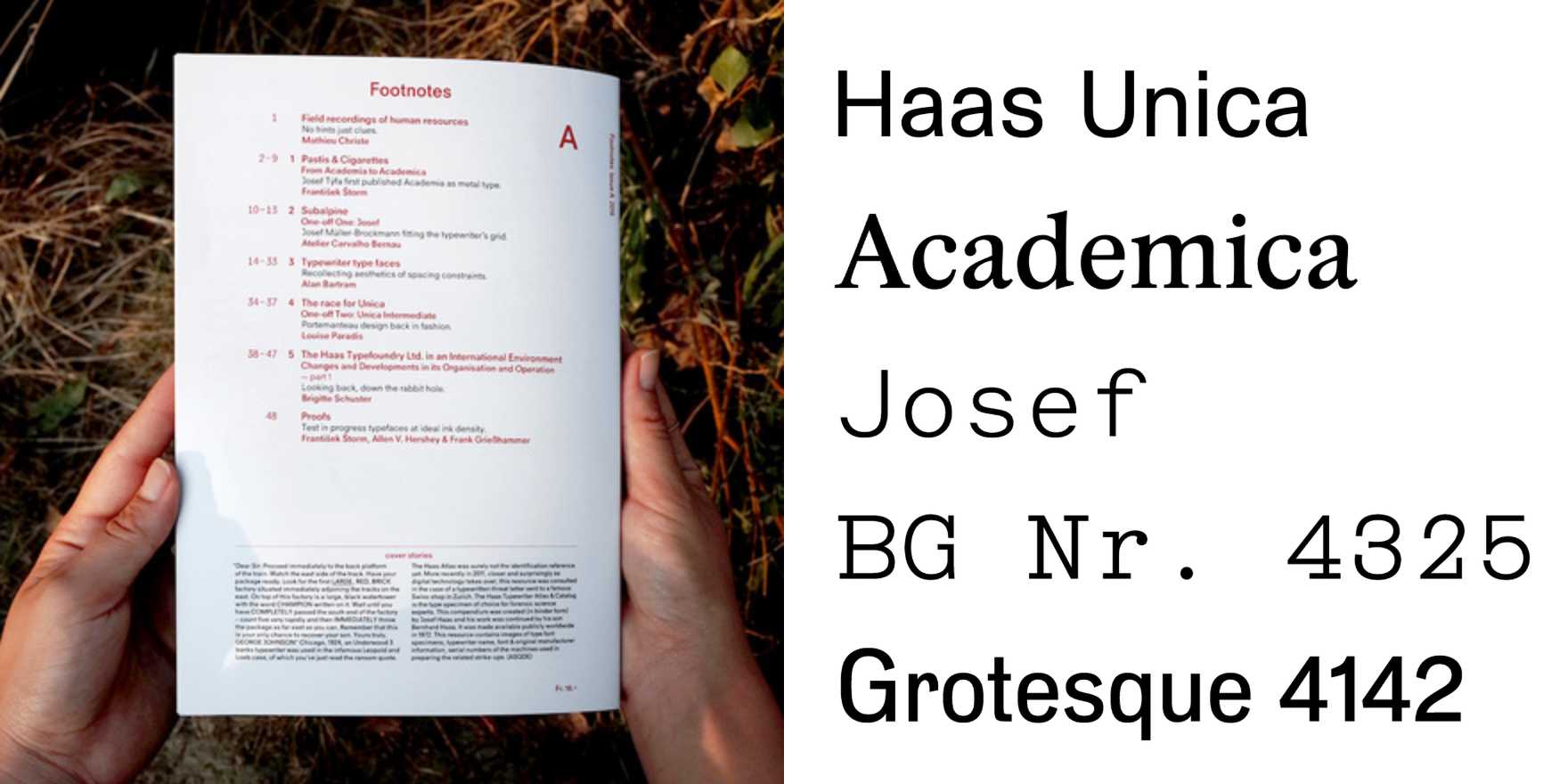 Footnotes, issue A - Fonts In Use