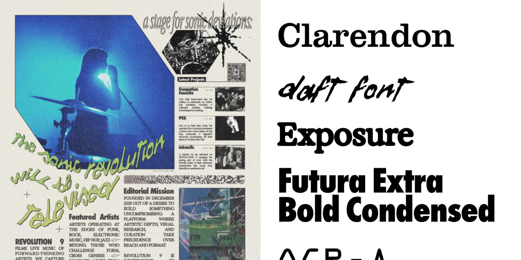 REVOLUTION 9 magazine feature - Fonts In Use