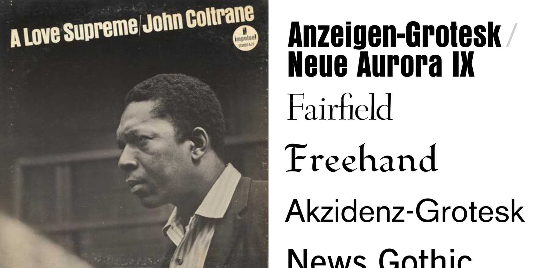 John Coltrane – A Love Supreme album art - Fonts In Use