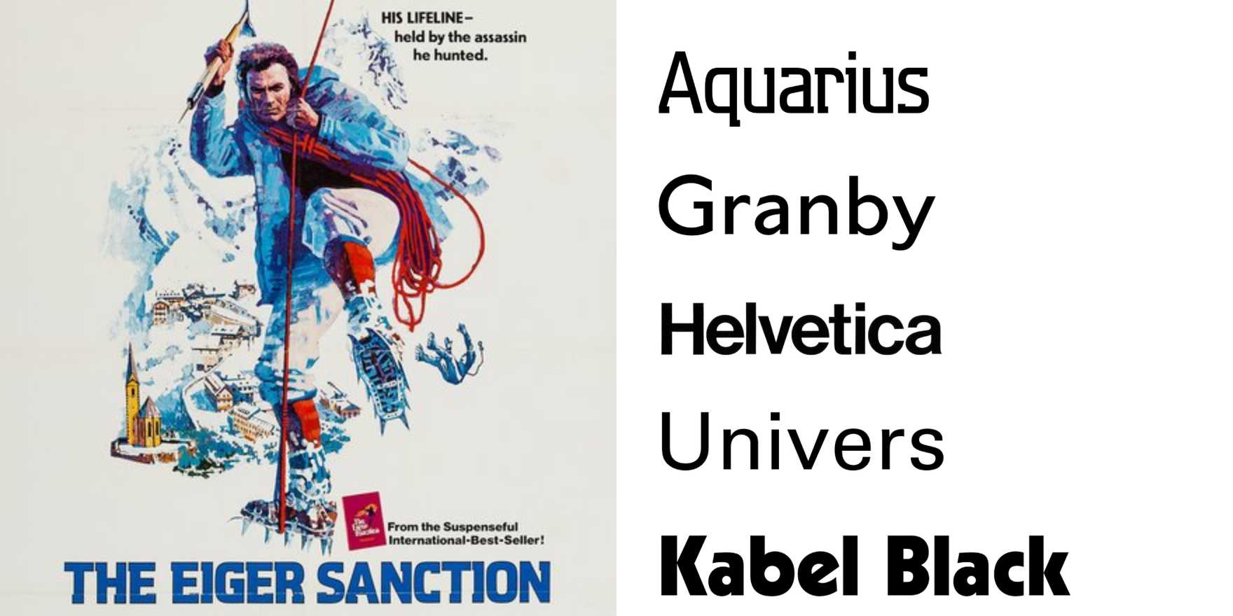 The Eiger Sanction (1975) movie posters and trailer - Fonts