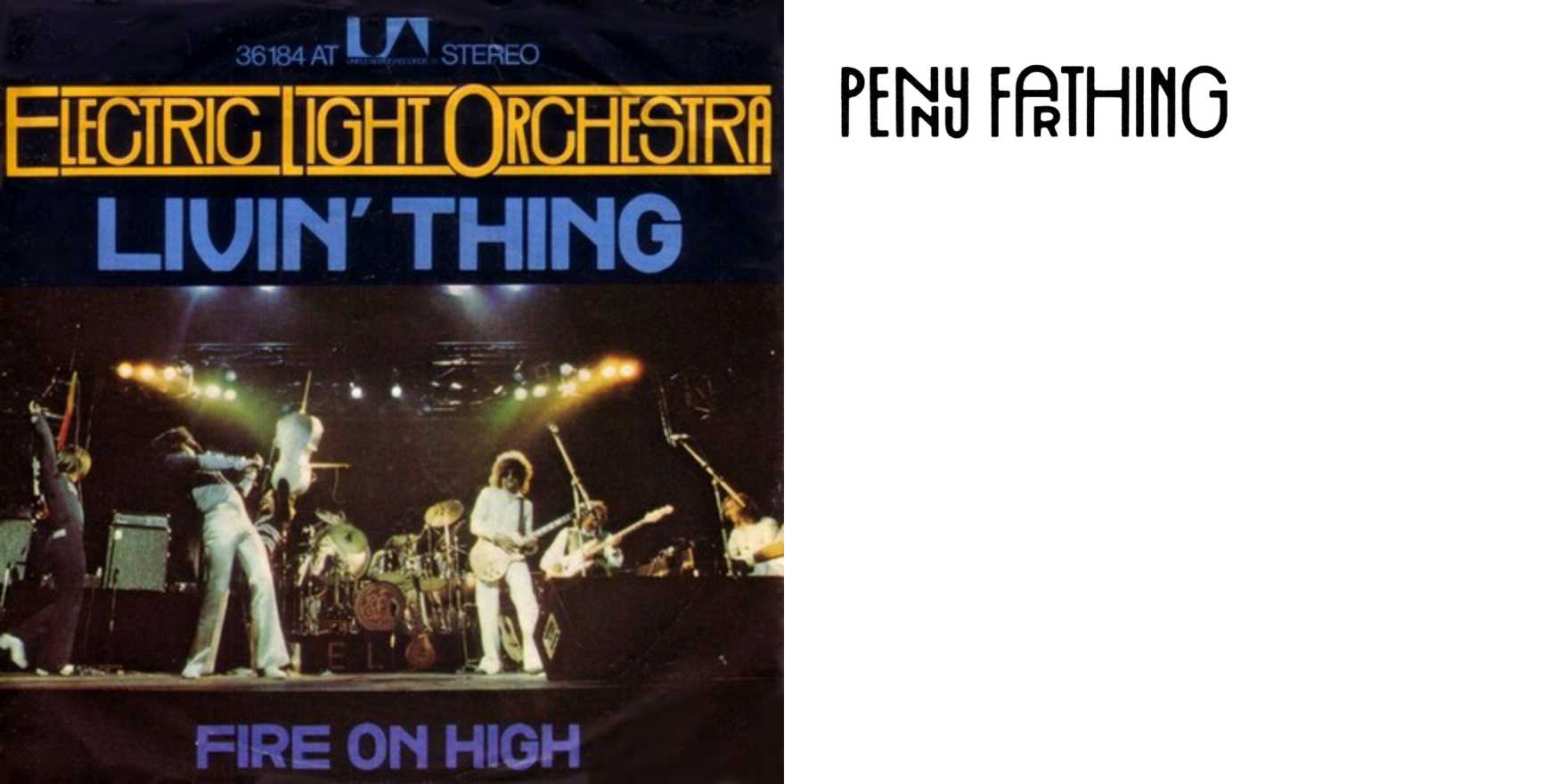 Electric Light Orchestra “Livin’ Thing” / “Fire On High” single cover