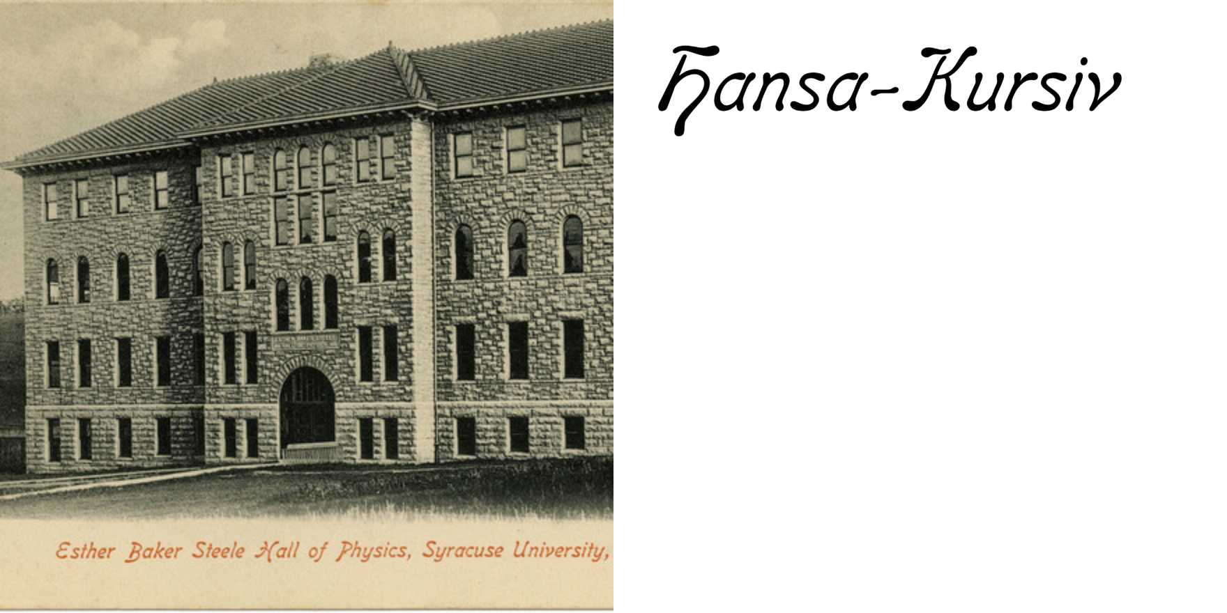 Esther Baker Steele Hall of Physics postcard - Fonts In Use