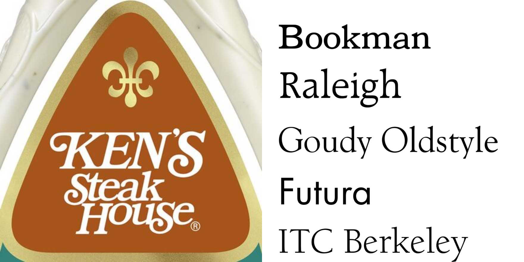Ken’s Steak House Dressing Fonts In Use