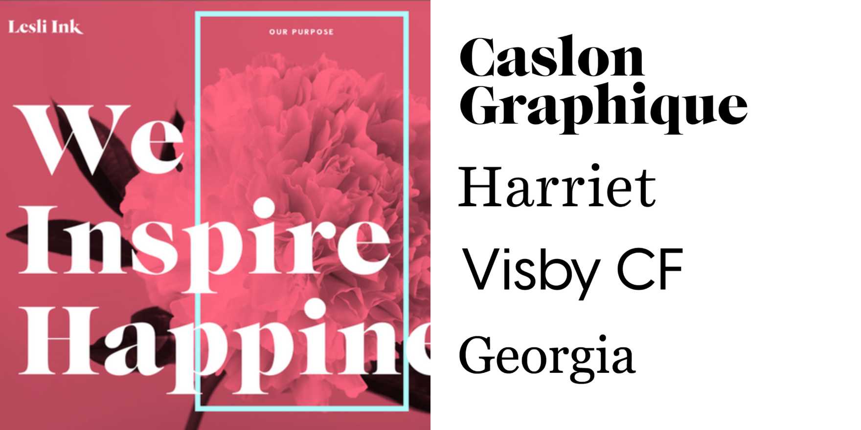 Lesli Ink website - Fonts In Use