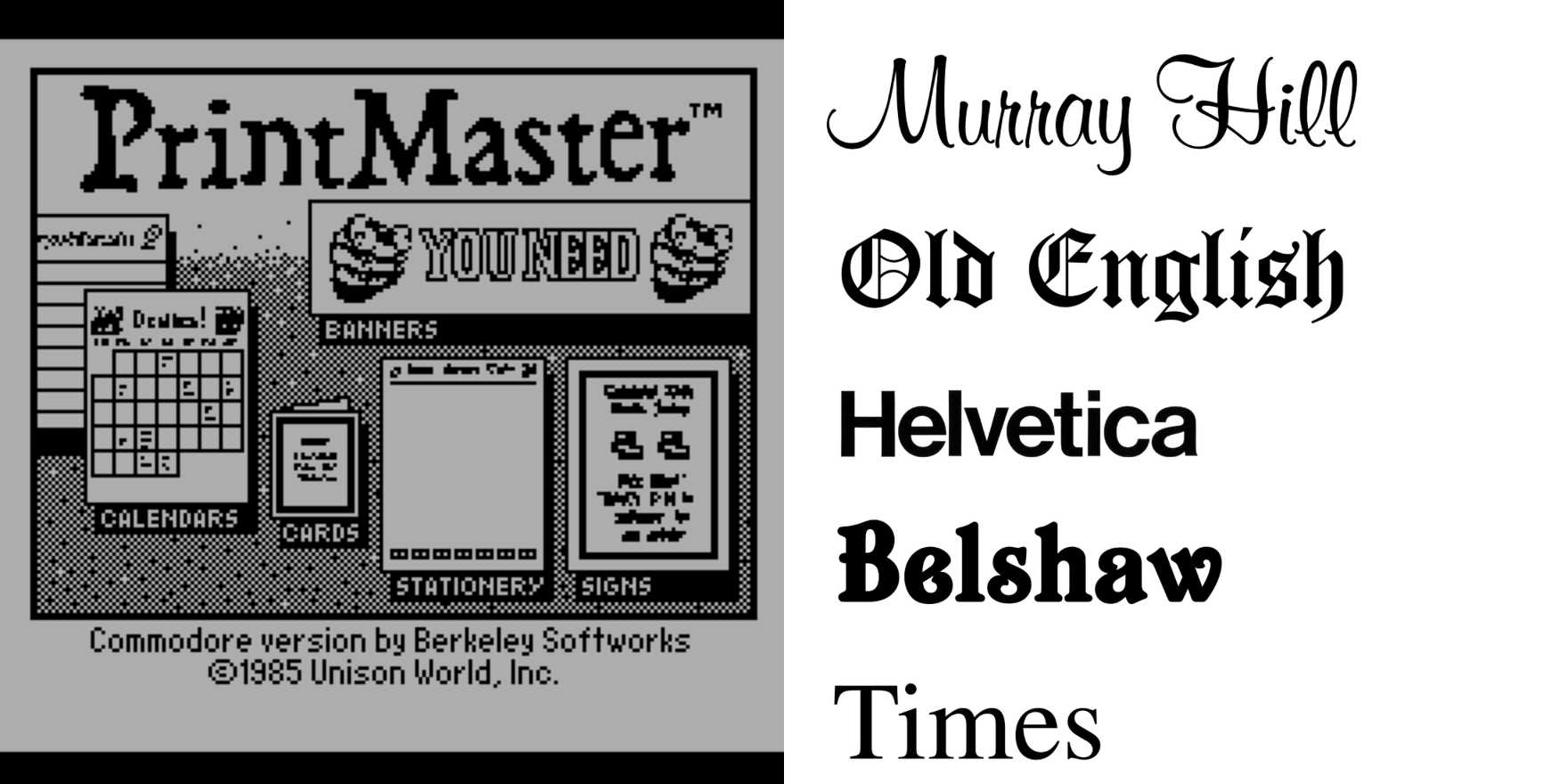 PrintMaster - Fonts In Use