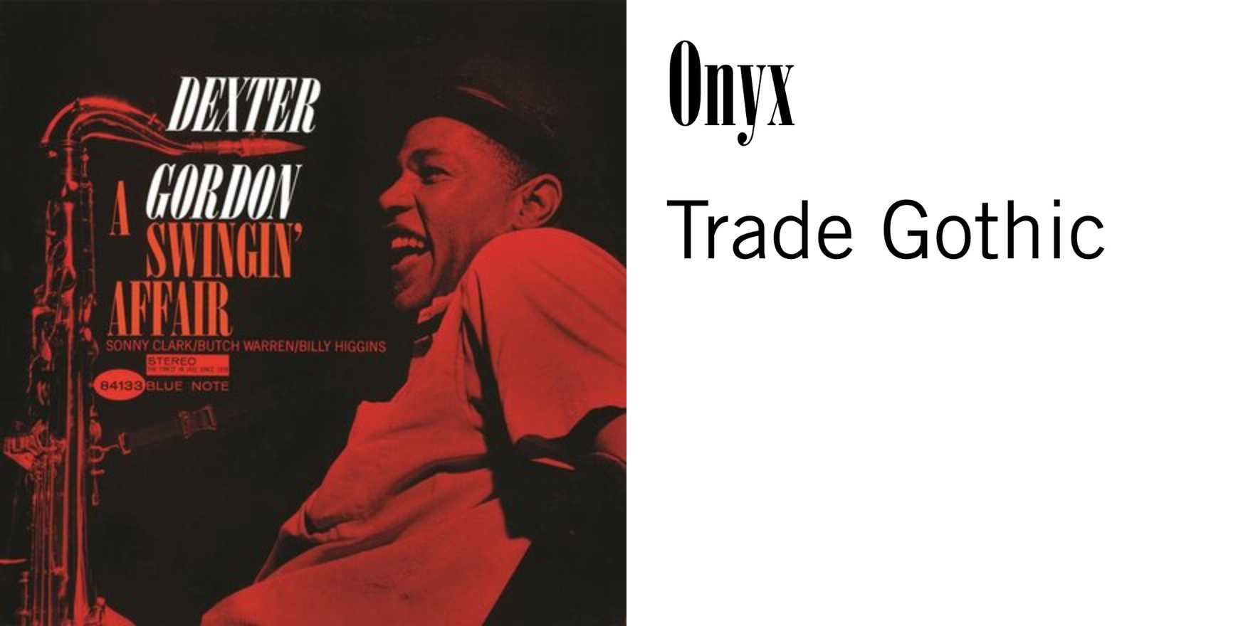 Dexter Gordon – A Swingin' Affair album art - Fonts In Use