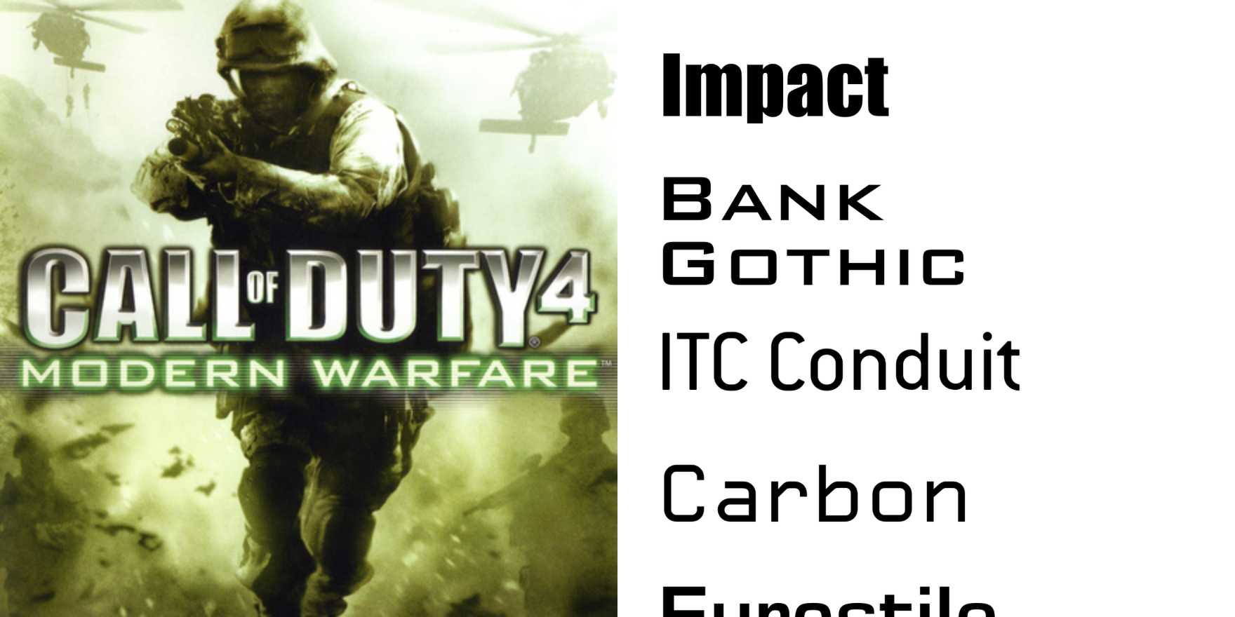 Call of Duty 4 Modern Warfare video game - Fonts In Use