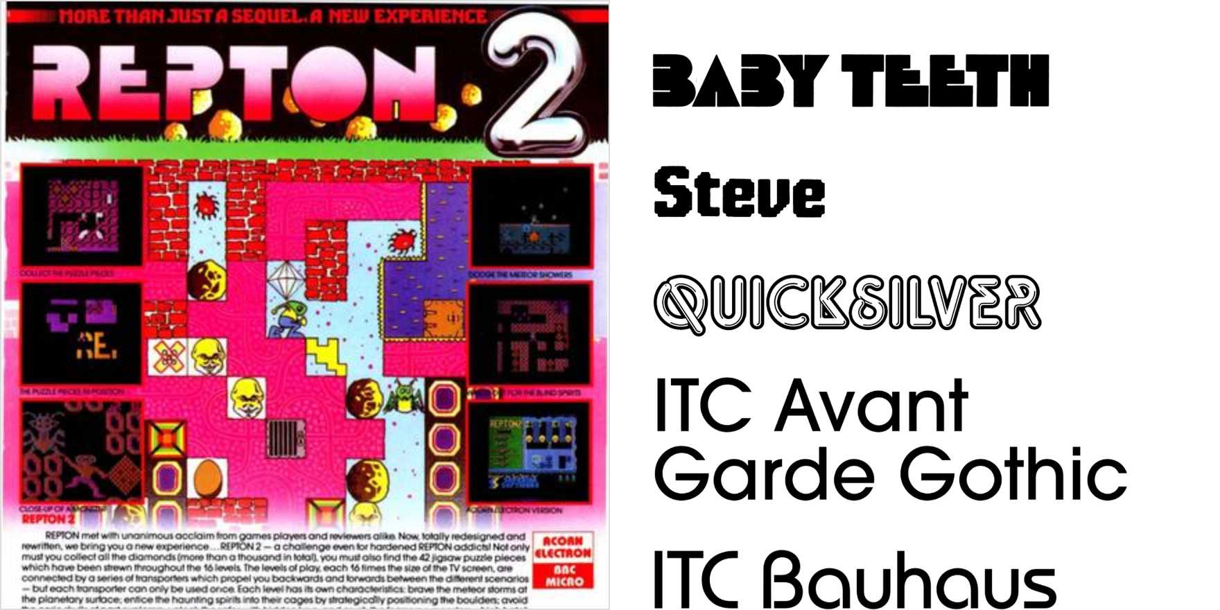 Repton 2 video game - Fonts In Use