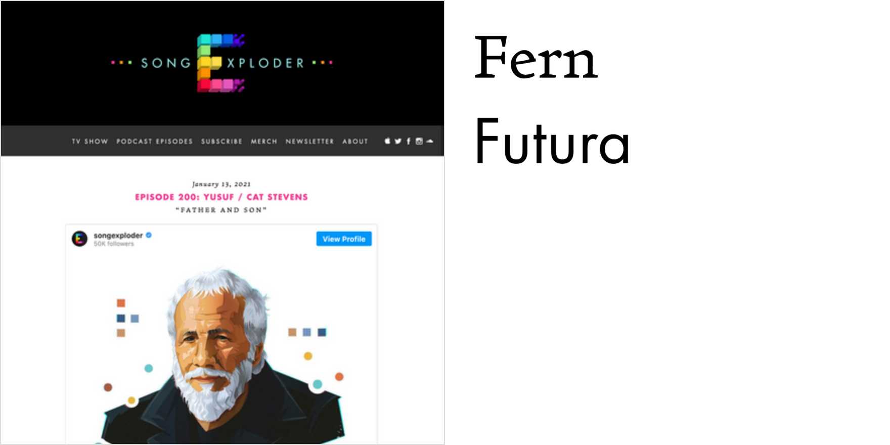 Song Exploder website - Fonts In Use
