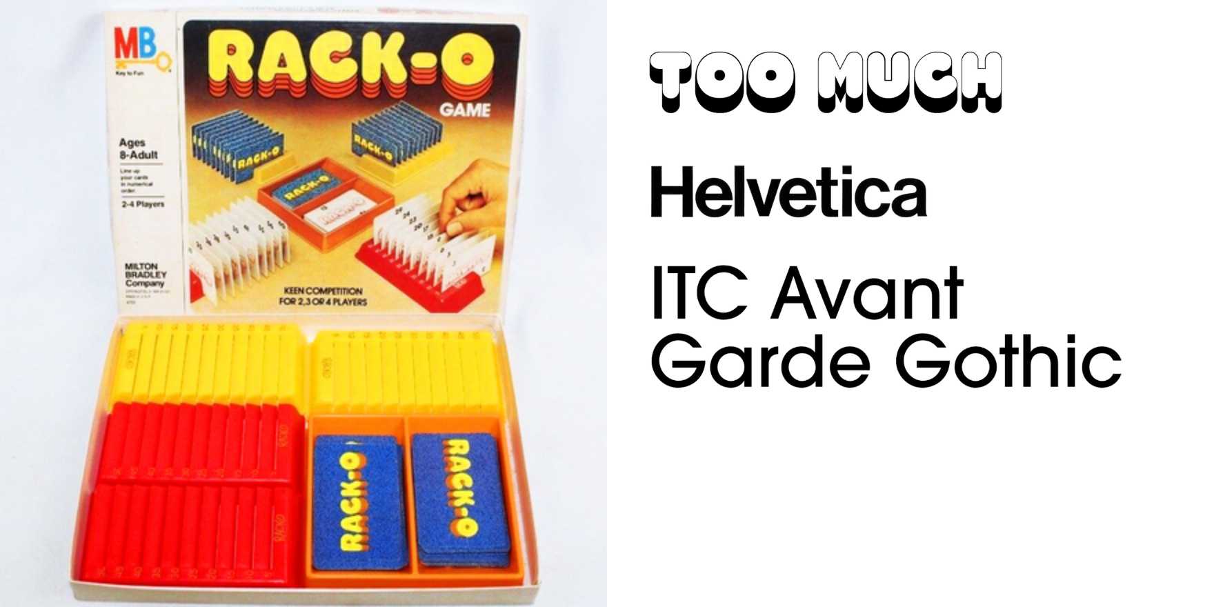 Rack-o card game (1975) - Fonts In Use