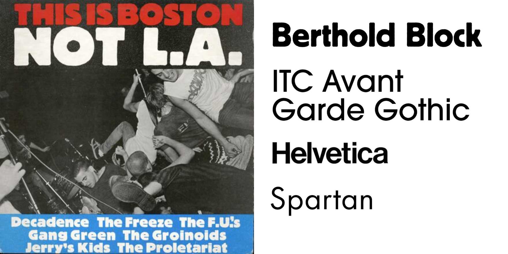 This is Boston Not L.A. / Unsafe at Any Speed album art - Fonts In Use