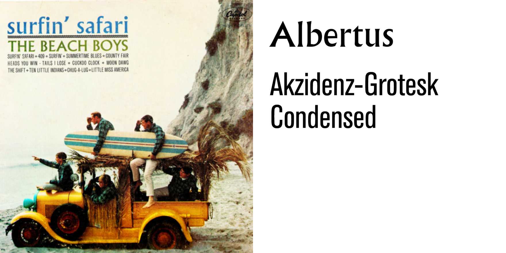 The Beach Boys – Surfin' Safari album art - Fonts In Use