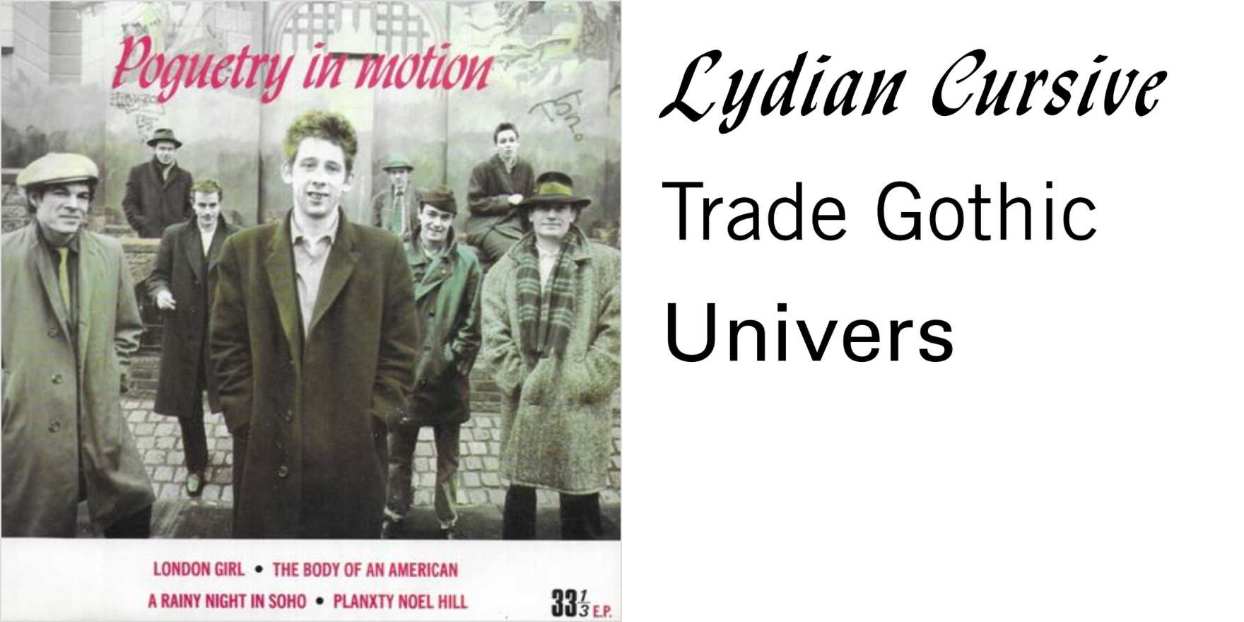 The Pogues – Poguetry in Motion EP - Fonts In Use