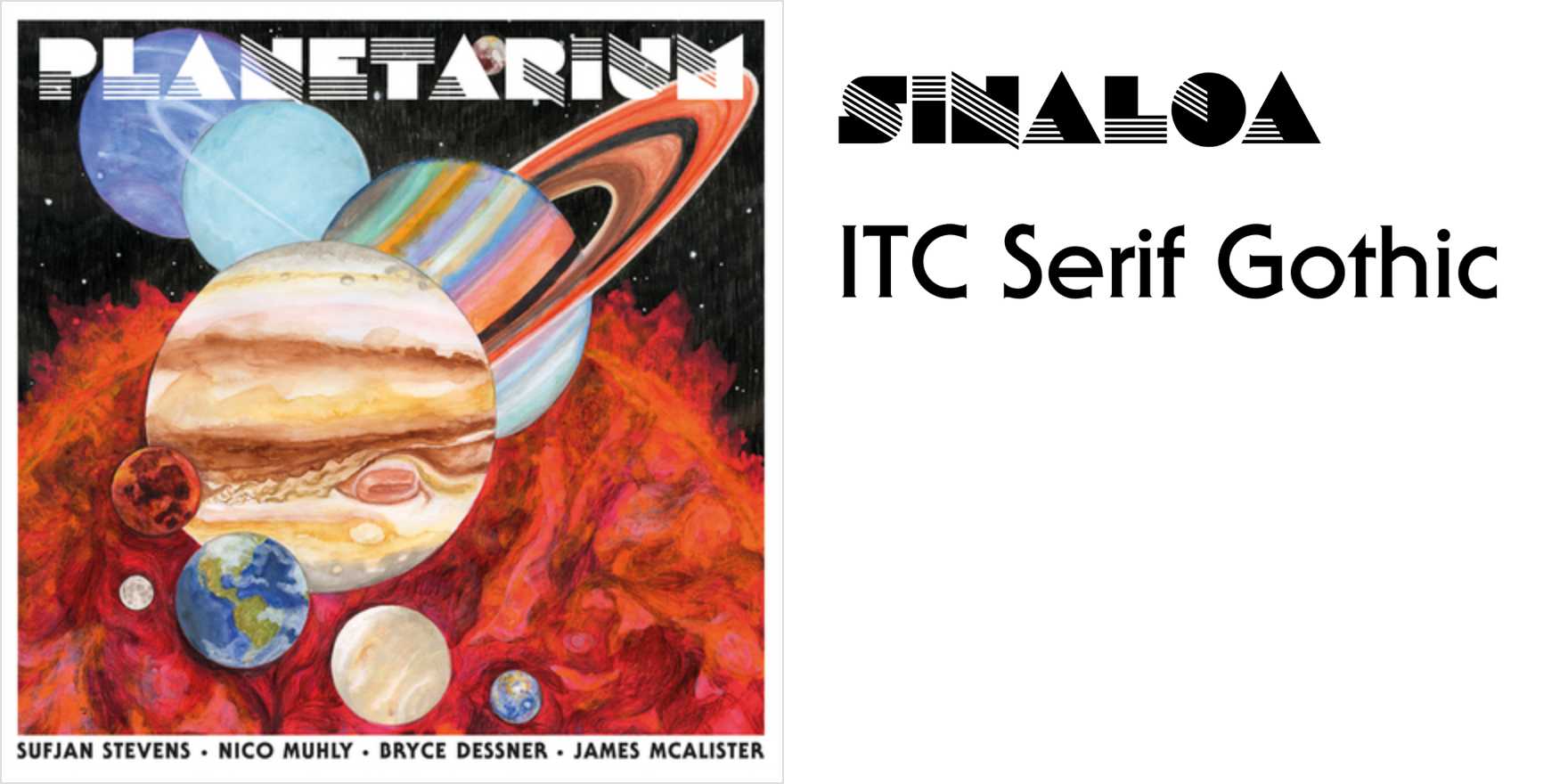 Planetarium album art and poster - Fonts In Use