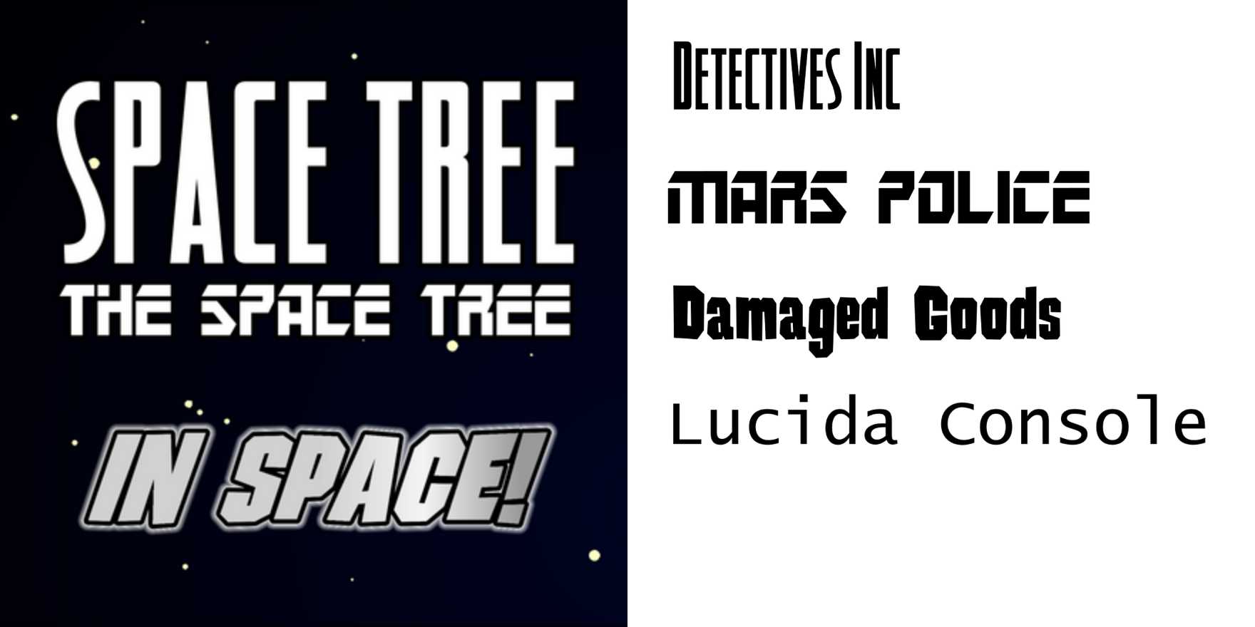 Space Tree web cartoon - Fonts In Use