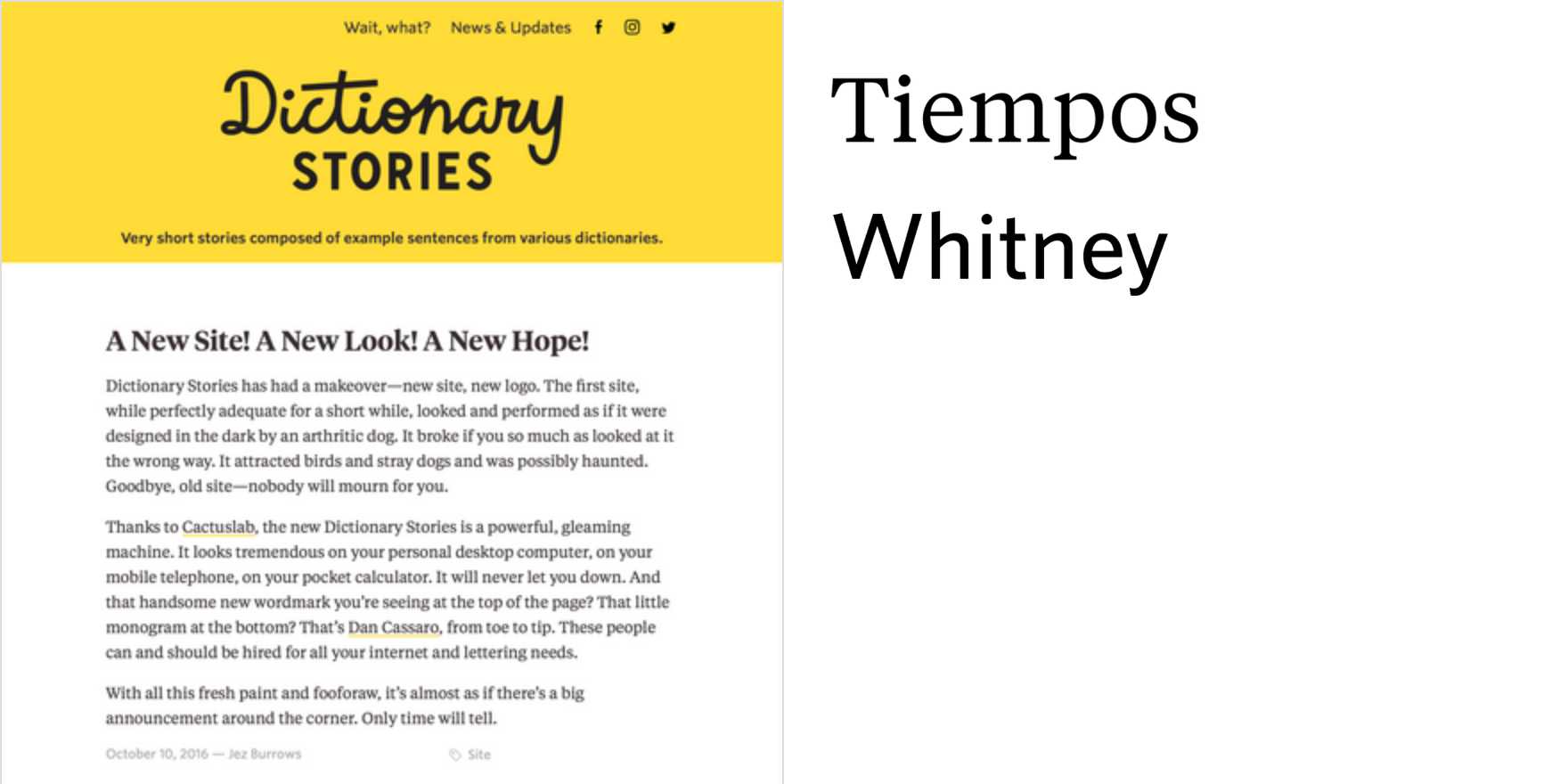 Dictionary Stories website - Fonts In Use