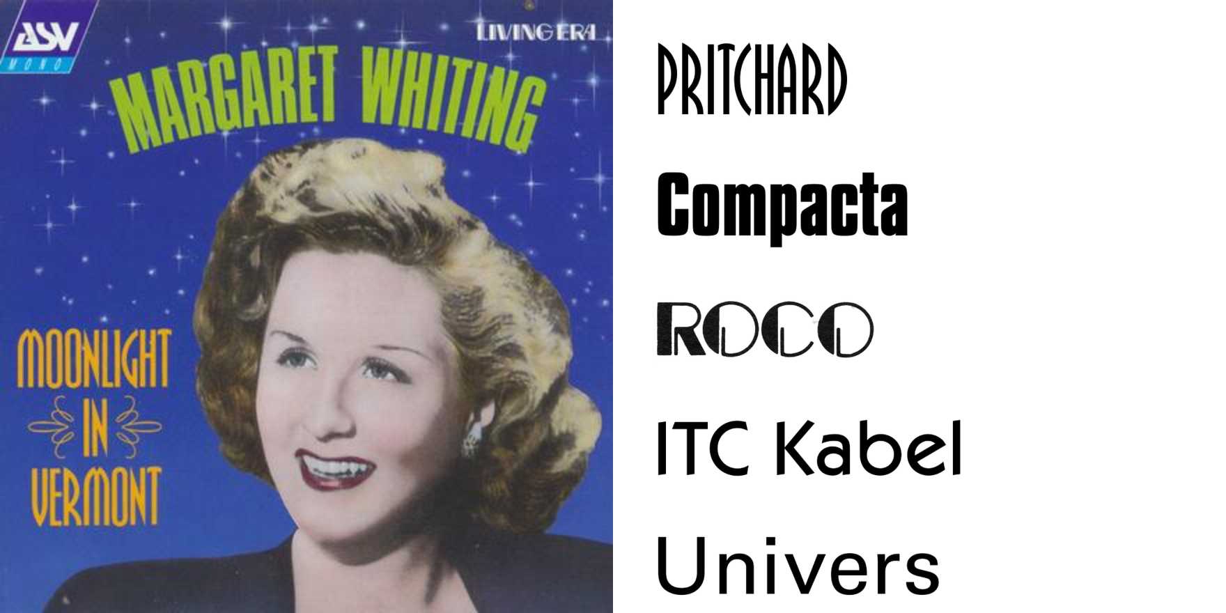 Margaret Whiting – Moodlight in Vermont album art - Fonts In Use