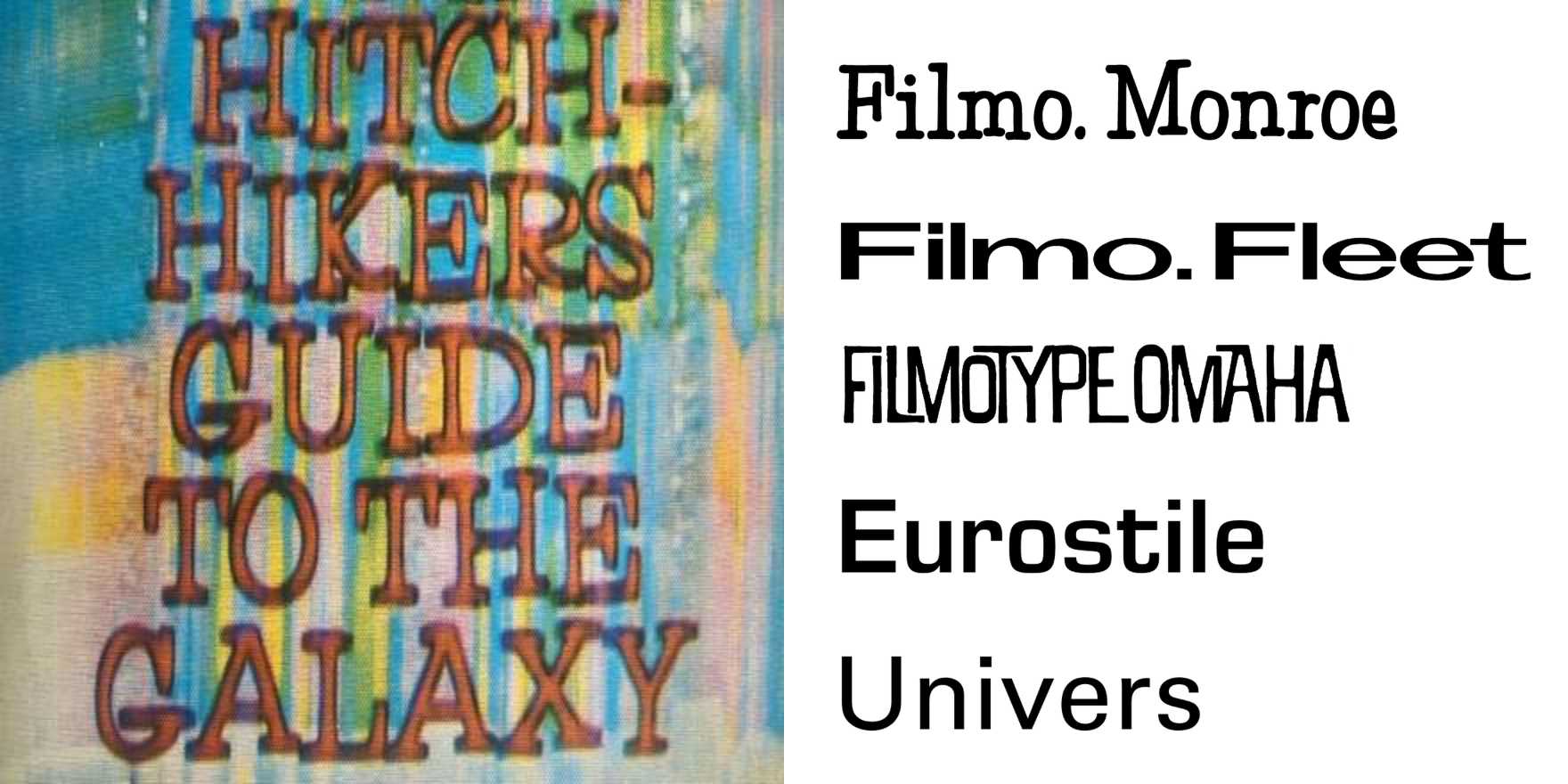 The Hitchhikers Guide to the Galaxy (1979 book and double LP) Fonts